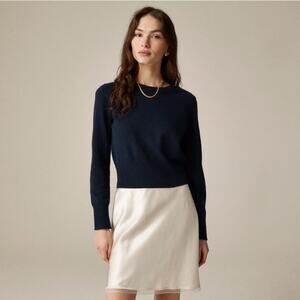 J. Crew Cashmere Shrunken Crewneck Sweater Women's Sze XS Navy Cropped Fit BG654